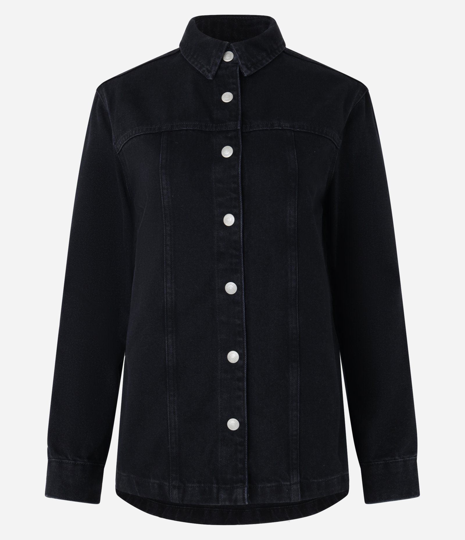 Camisa Jeans com Recorte e Botões Frontais Azul Escuro 5