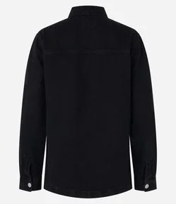 Camisa Jeans com Recorte e Botões Frontais