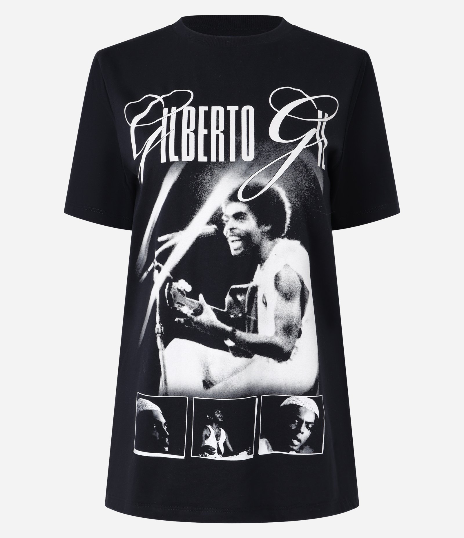Camiseta Alongada em Algodão com Estampa Gilberto Gil Preto 3