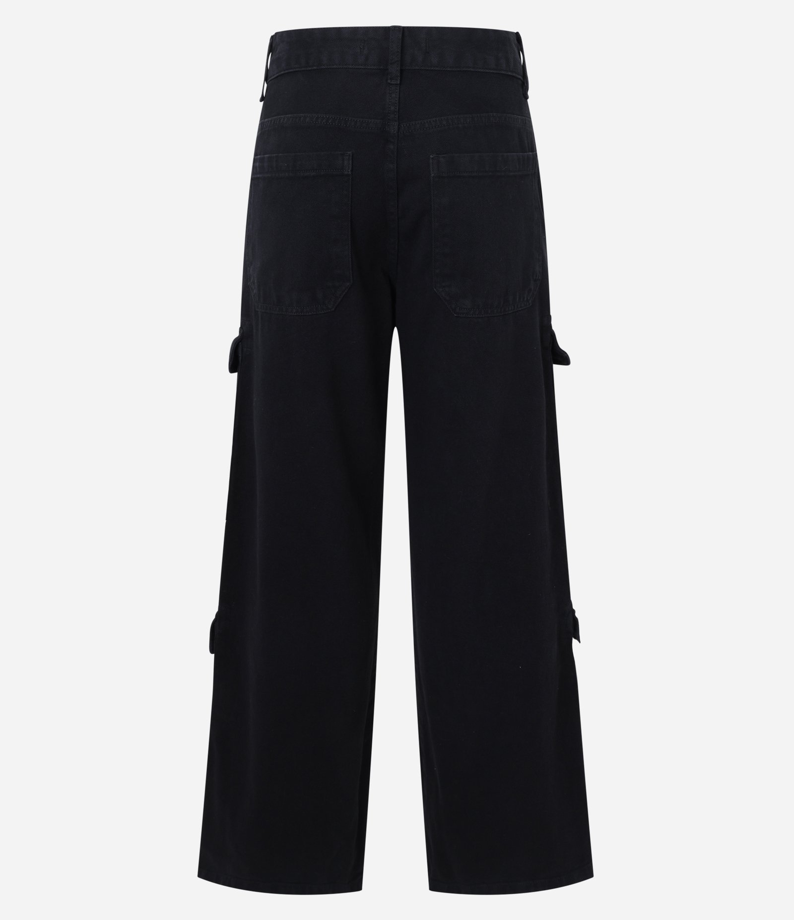 Calça Reta em Jeans com Cintura Baixa e Bolso Cargo Preto 6