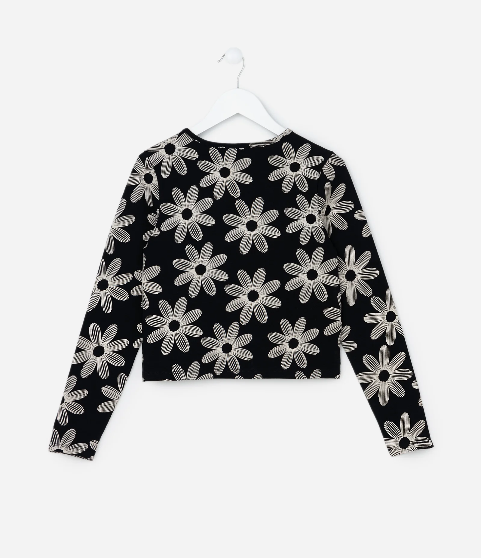 Camiseta Curta Infantil com Estampa Floral - Tam 5 a 14 Anos Preto 2