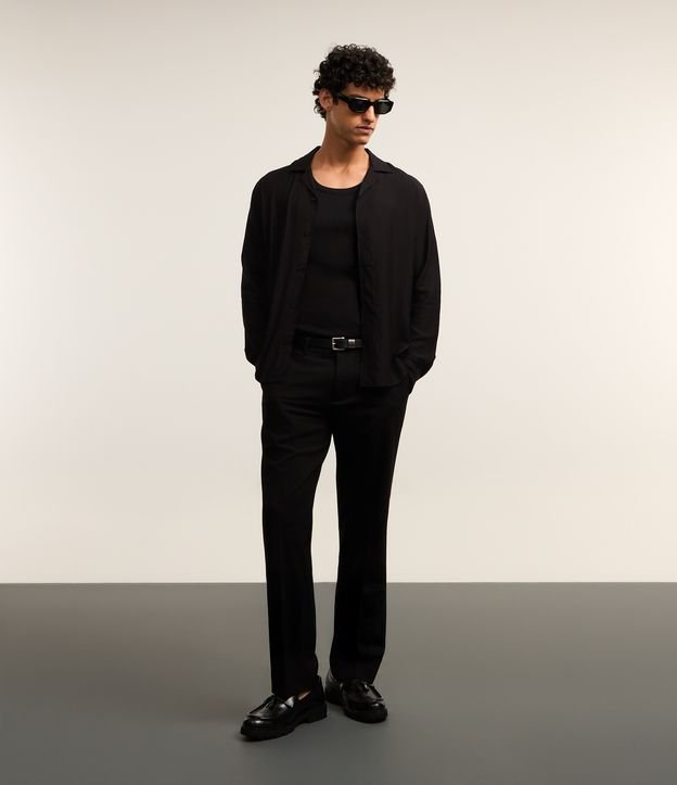 Camisa Comfort Acetinada com Efeito Amassado