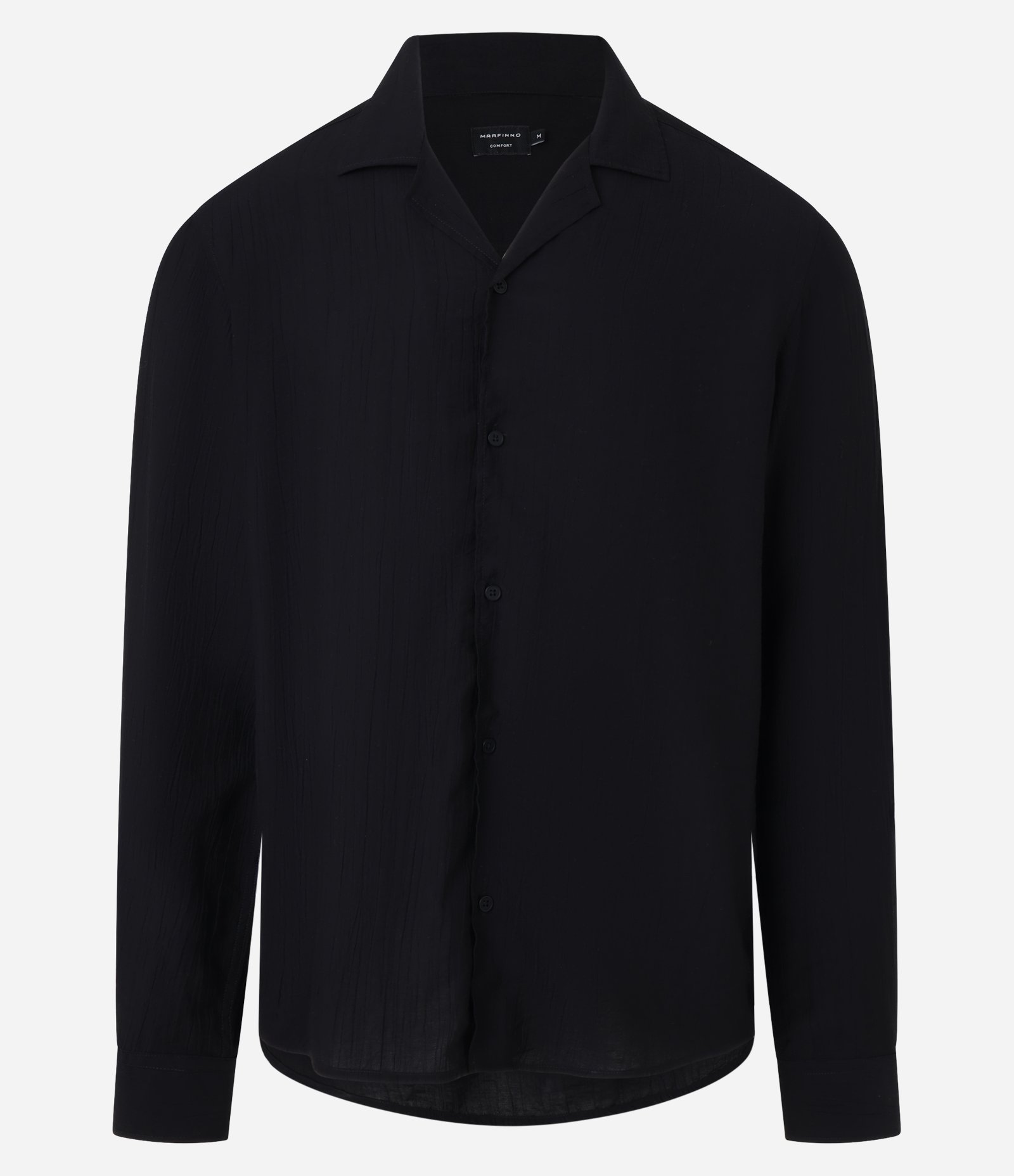 Camisa Comfort Acetinada com Efeito Amassado Preto 7