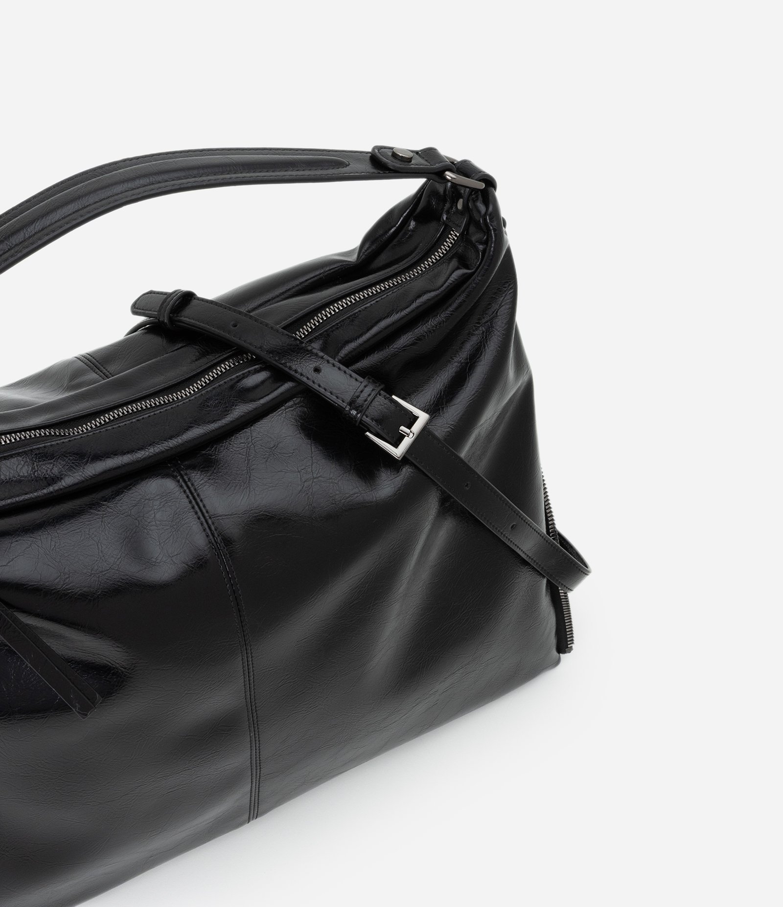 Bolsa Hobo Grande com Expansão Lateral de Zíper Preto 9