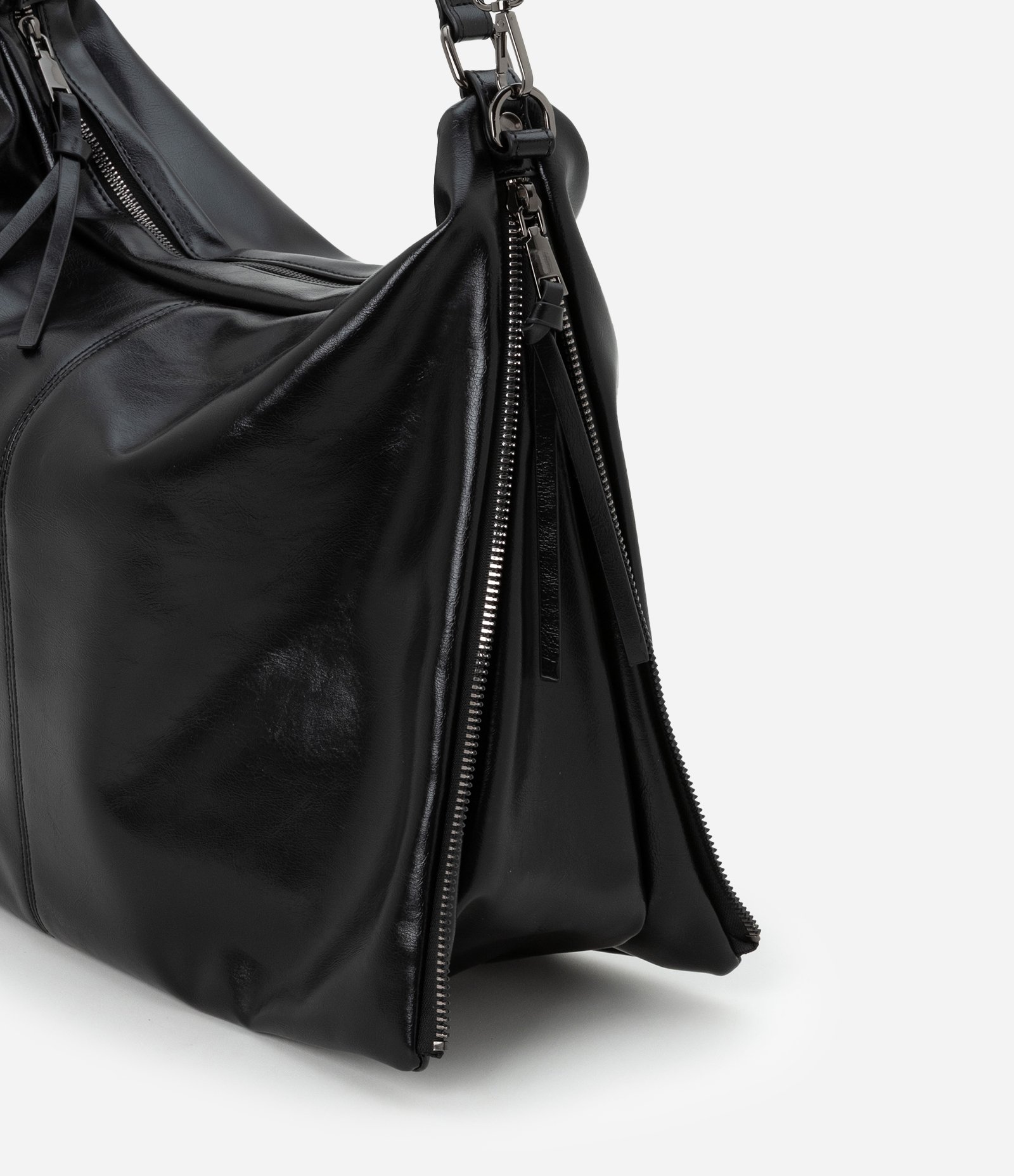 Bolsa Hobo Grande com Expansão Lateral de Zíper Preto 5