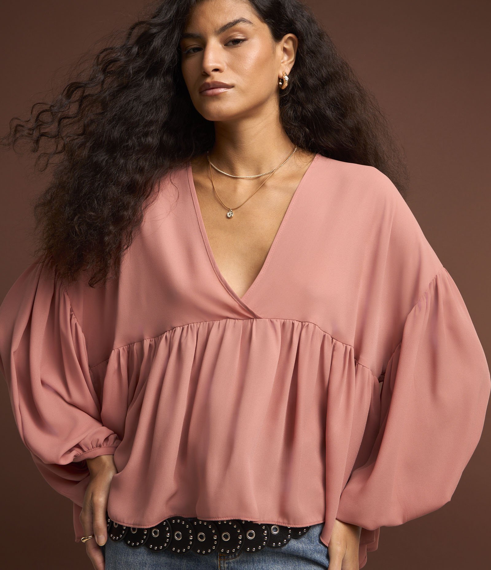 Blusa em Chiffon com Babados Vermelho 1