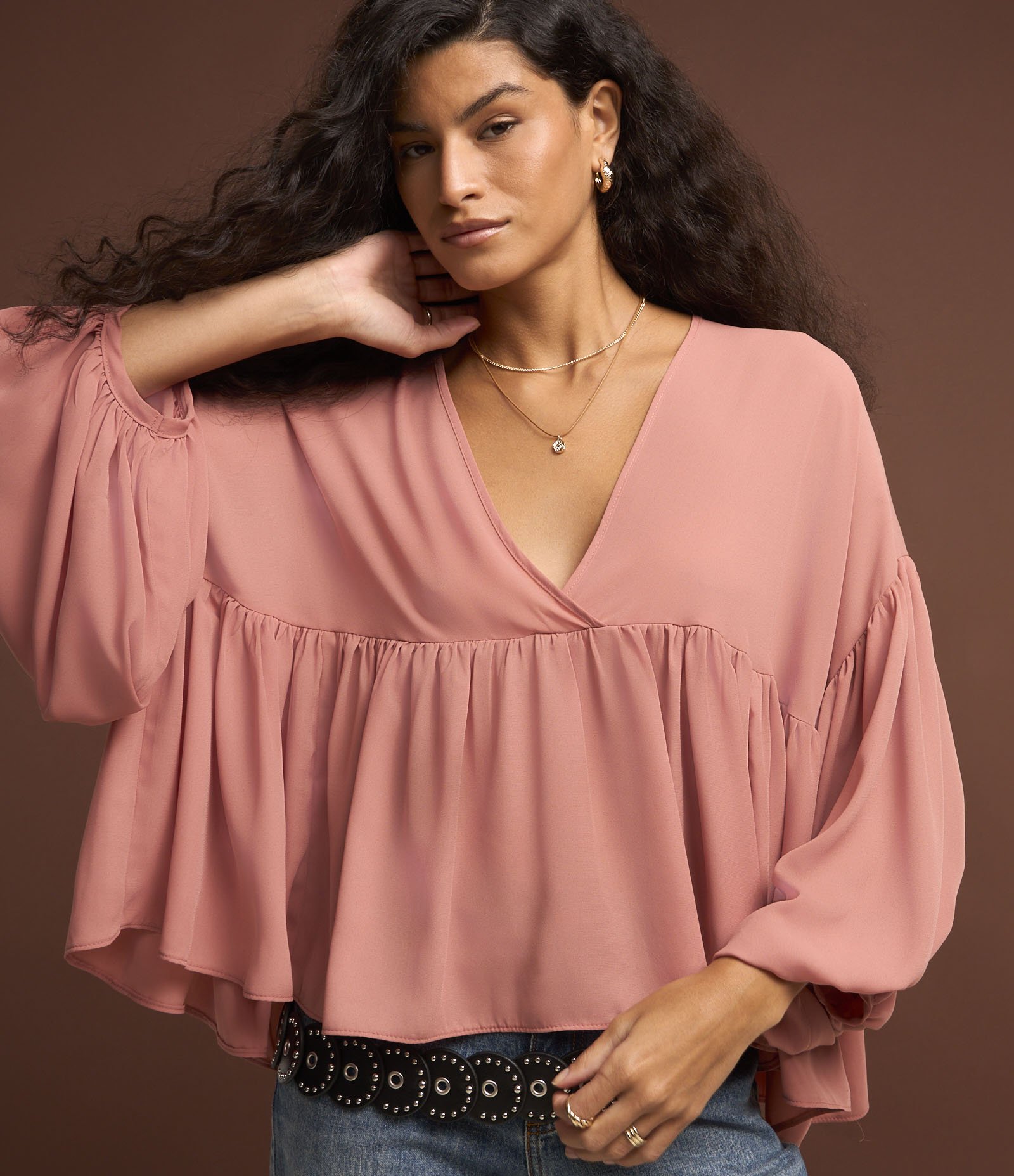 Blusa em Chiffon com Babados Vermelho 7