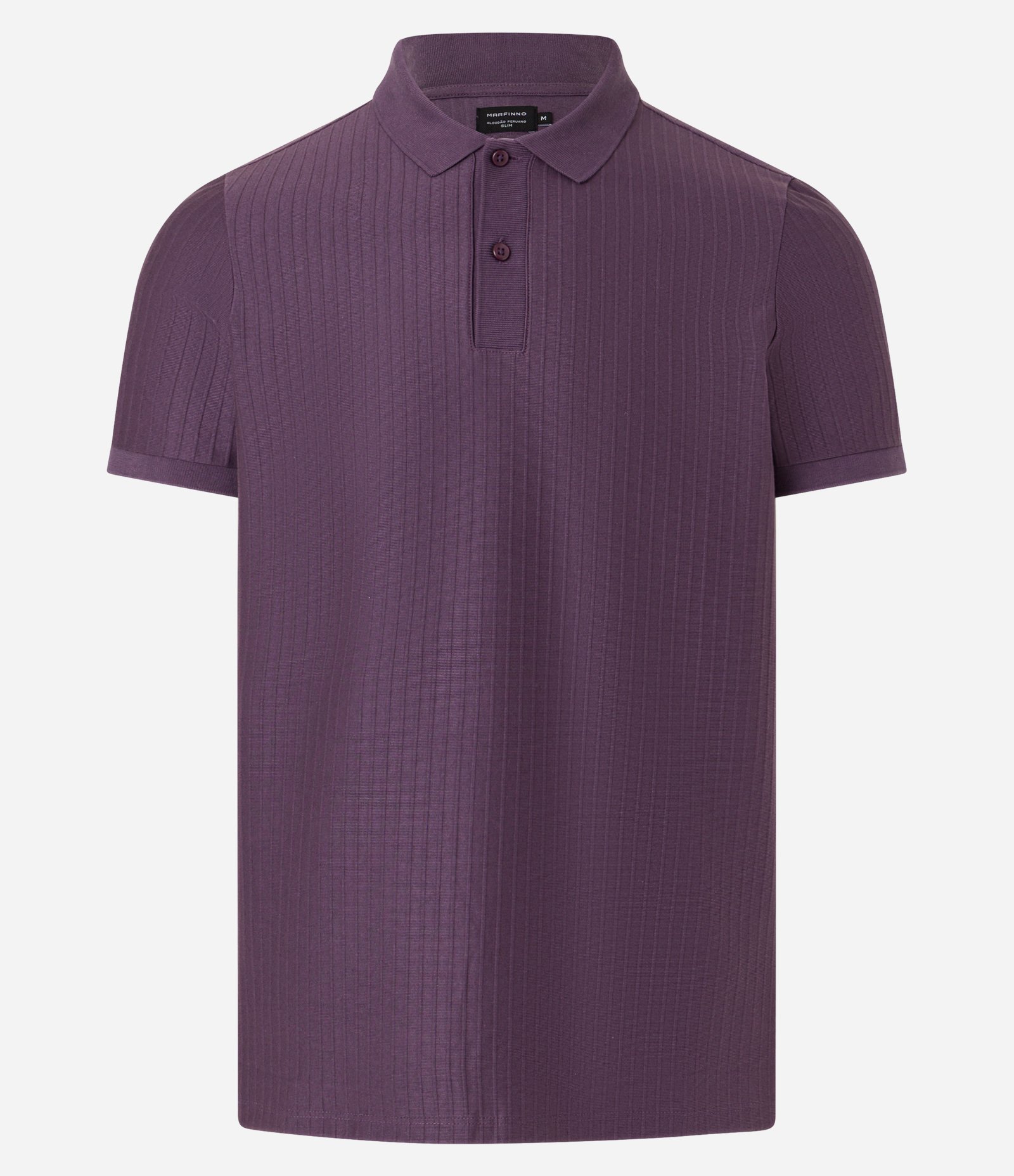 Camisa Polo Slim com Textura Vertical Listrada Roxo 5
