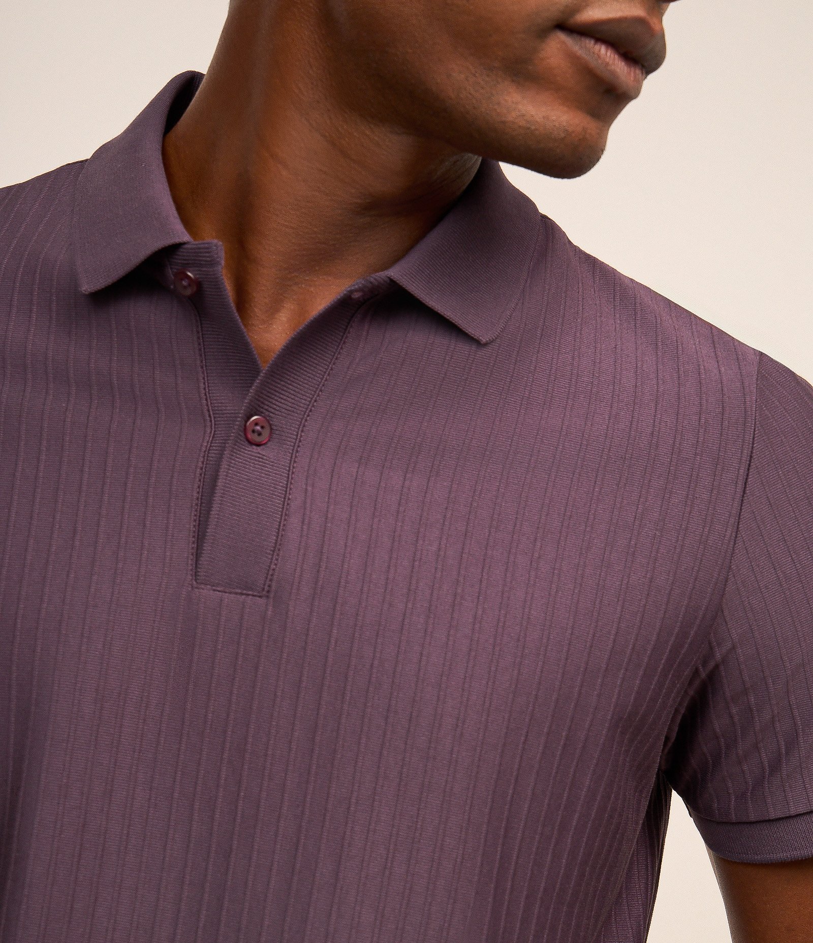 Camisa Polo Slim com Textura Vertical Listrada Roxo 3