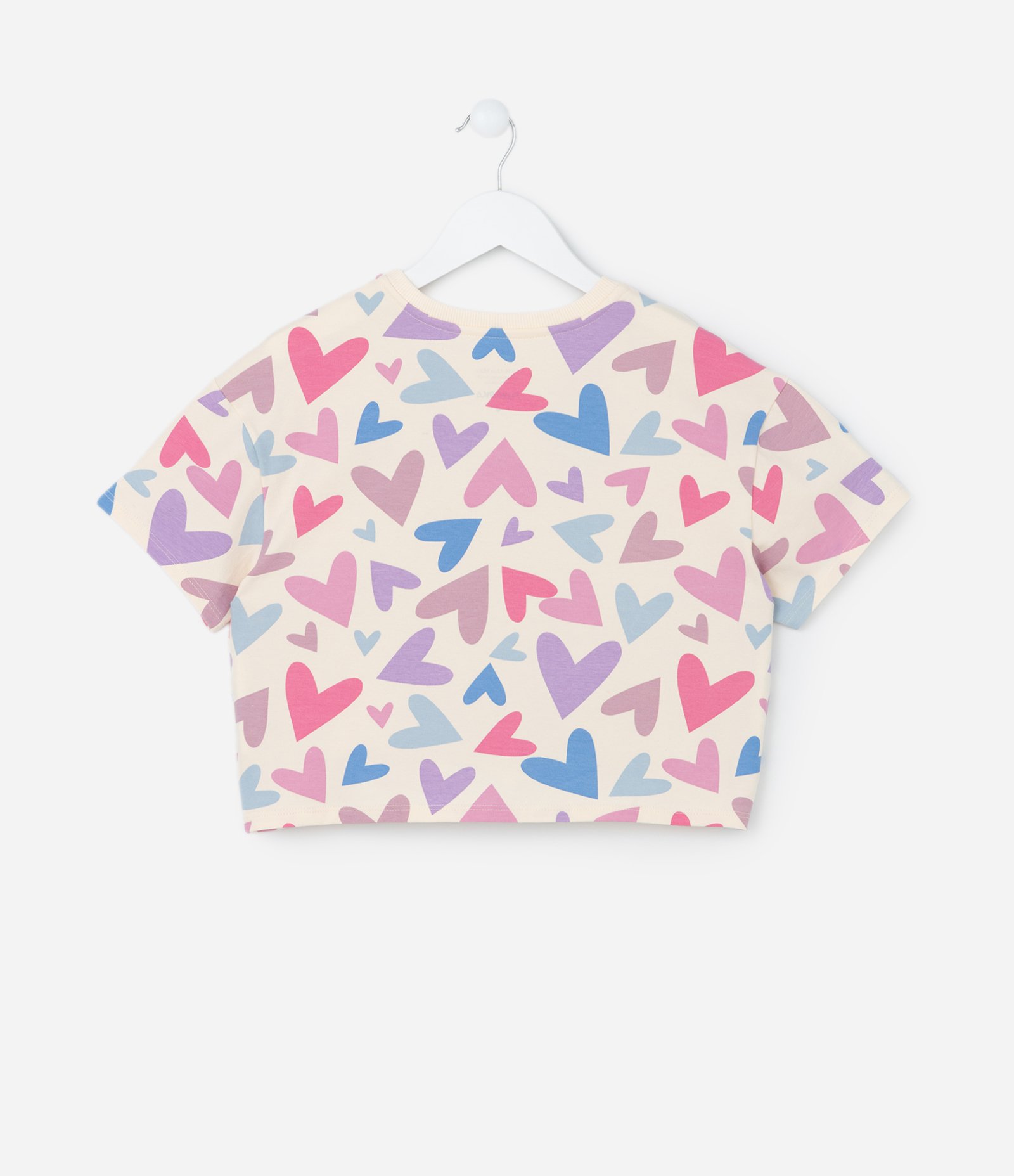 Camiseta Curta Infantil com Estampa Corações - Tam 5 a 14 Anos Multicores 2
