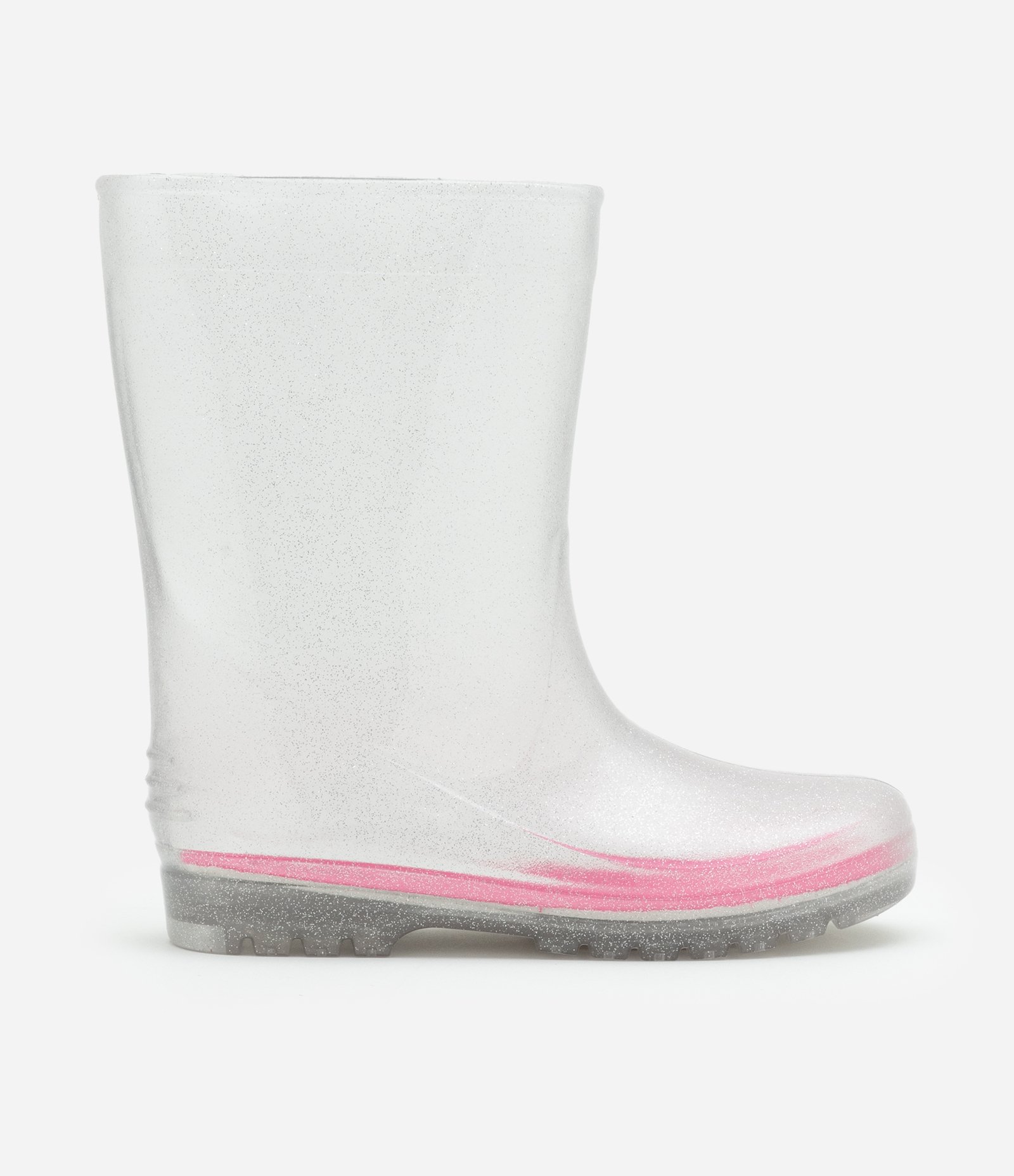 Bota Galocha Infantil em Glitter com Meia Colorida - Tam 25/26 ao 31/32 Transparente 2