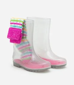 Bota Galocha Infantil em Glitter com Meia Colorida - Tam 25/26 ao 31/32