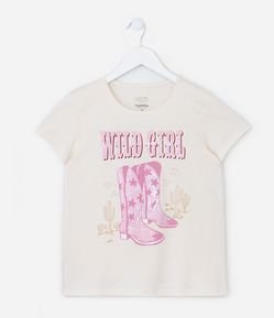 Camiseta Infantil com Estampa Bota Cowboy - Tam 5 a 14 Anos