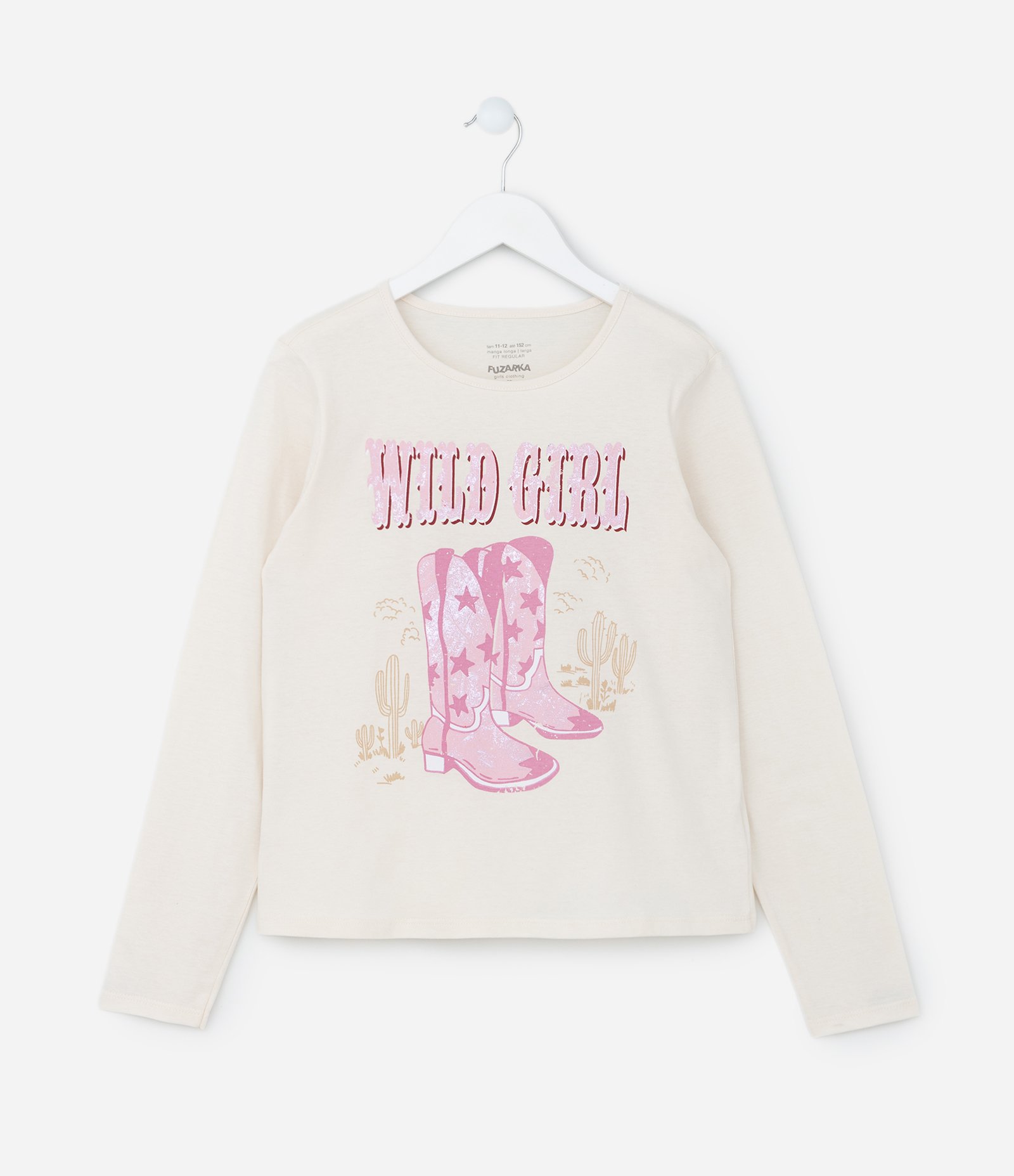 Camiseta Infantil com Estampa Bota Cowboy - Tam 5 a 14 Anos Off White 1