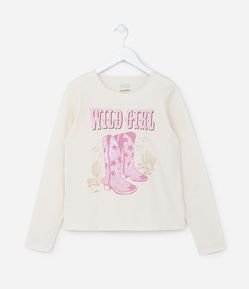 Camiseta Infantil com Estampa Bota Cowboy - Tam 5 a 14 Anos