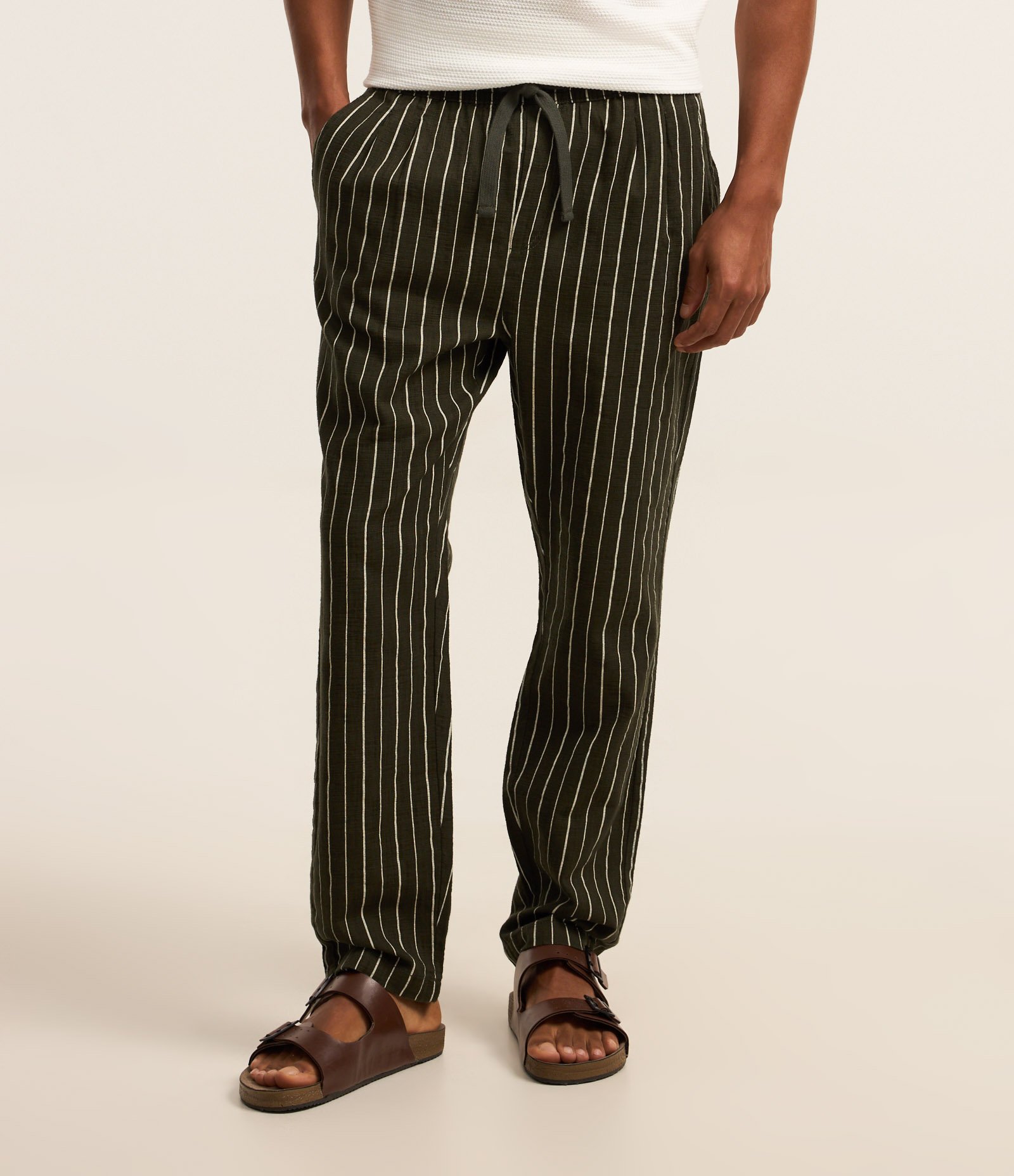 Calça Reta com Cós Elástico e Fio Tinto Verde 2