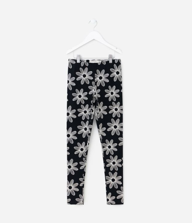 Calça Legging Infantil com Estampa Floral - Tam 5 a 14 Anos