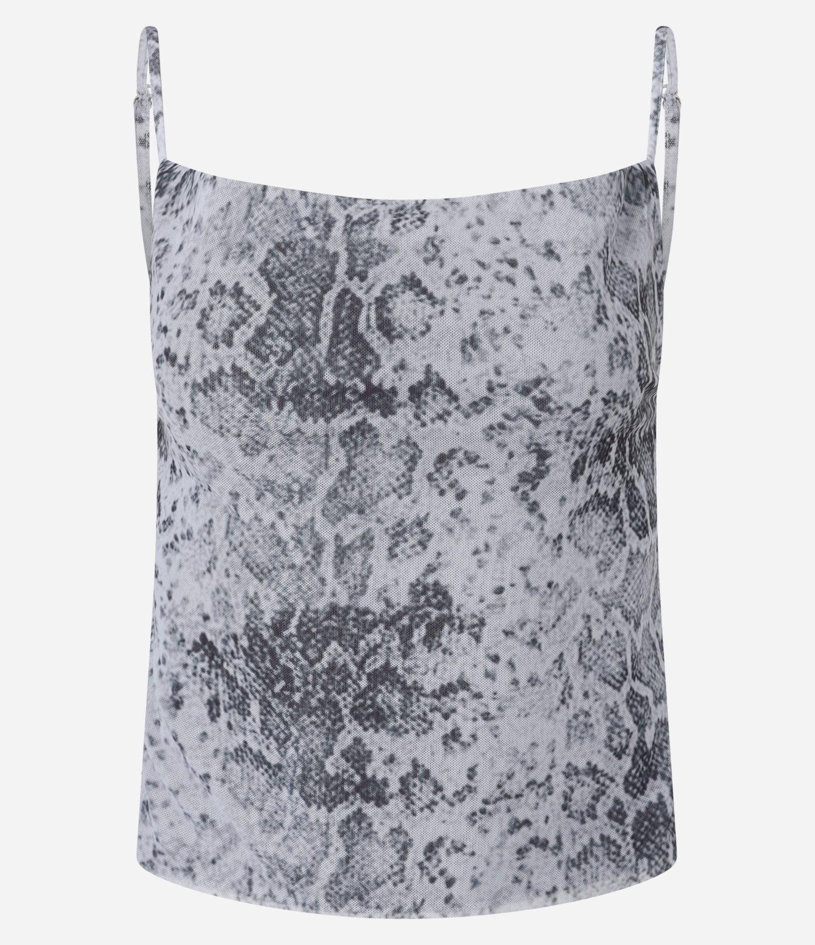 Blusa em Tule com Estampa Animal Print e Decote Degagê Cinza 4