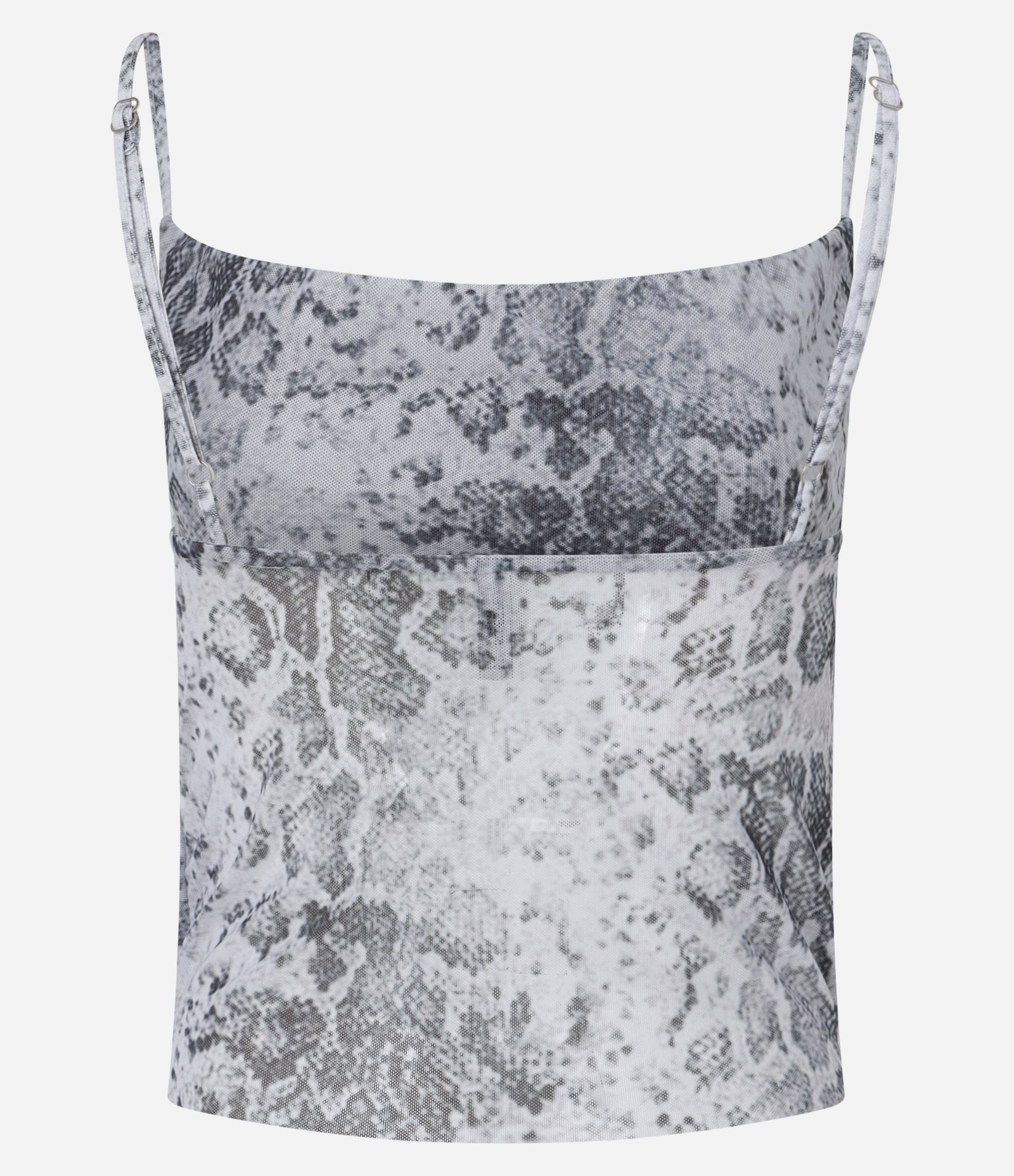 Blusa em Tule com Estampa Animal Print e Decote Degagê Cinza 5