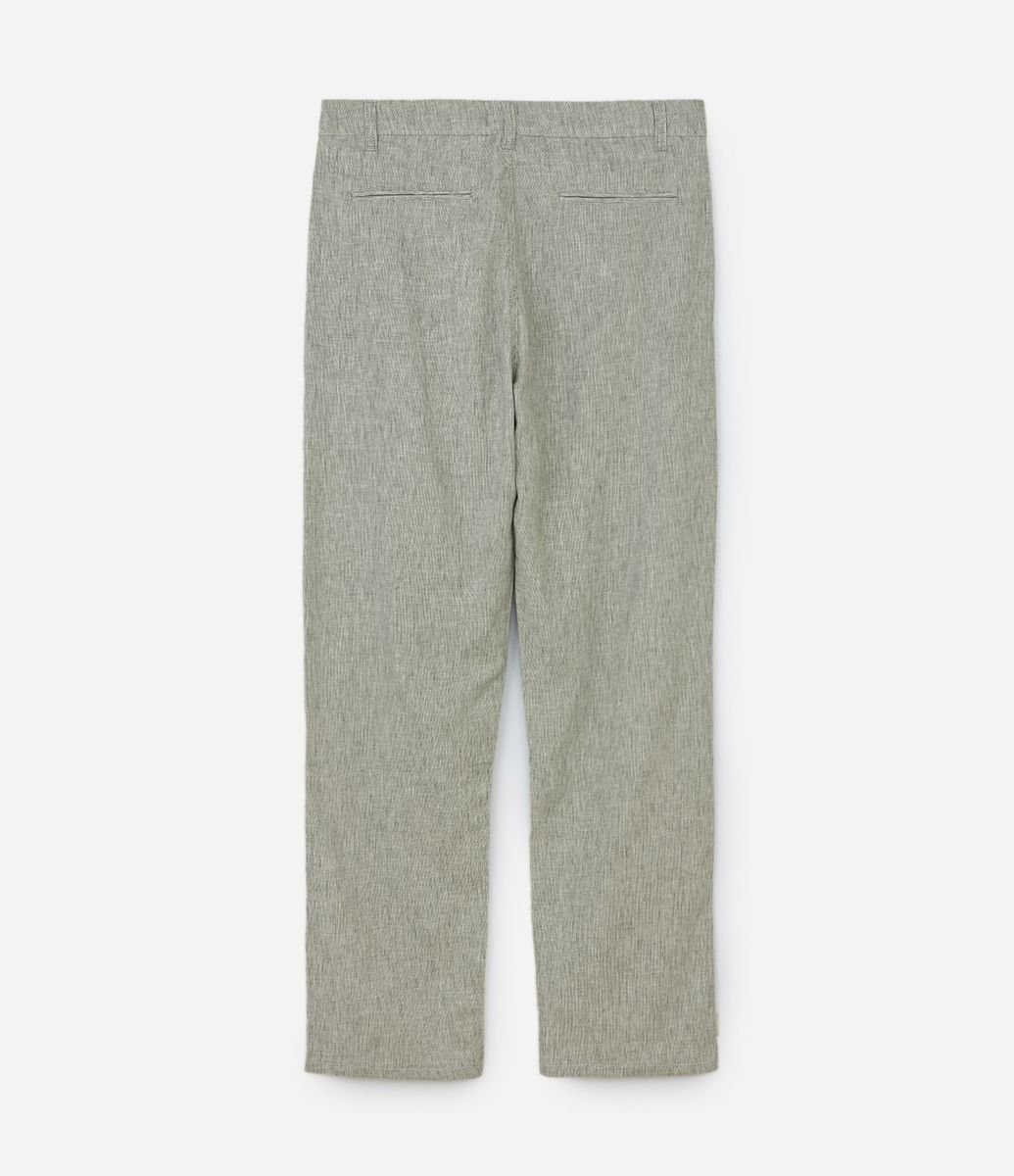 Calça Reta em Linho de Alfaiataria Verde Acinzentado Lojas Renner
