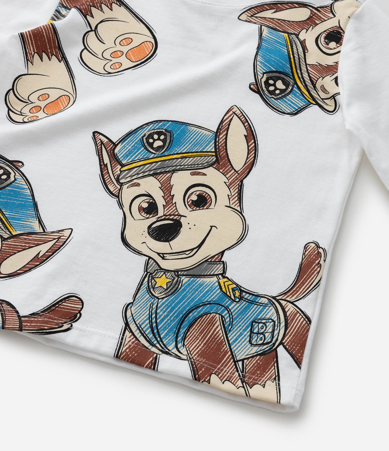 Camiseta Infantil Manga Longa com Estampa do Chase - Tam 1 a 5 anos Branco 4