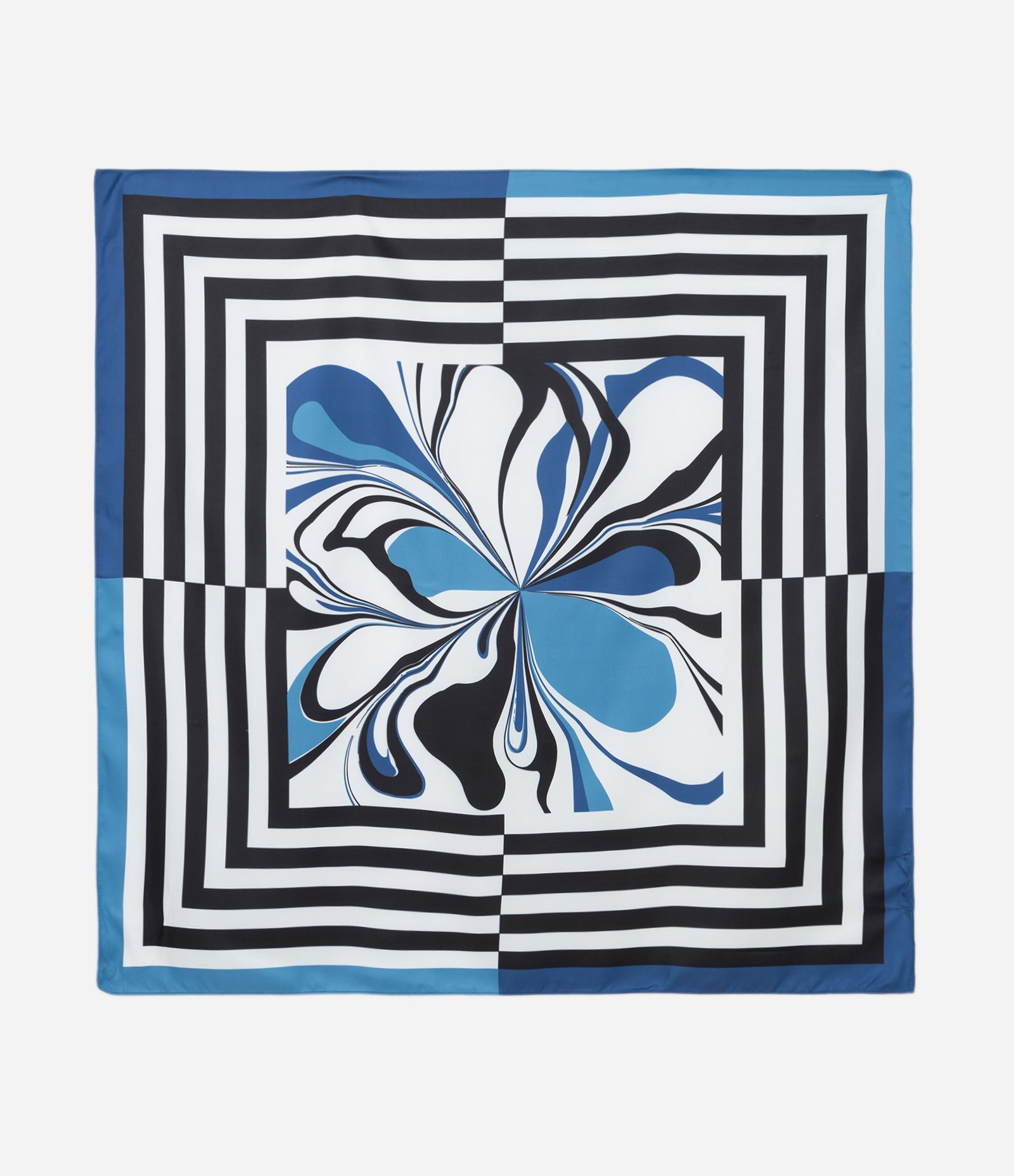 Lenço Quadrado Acetinado Estampa Abstrata Curve e Plus Size Azul 1