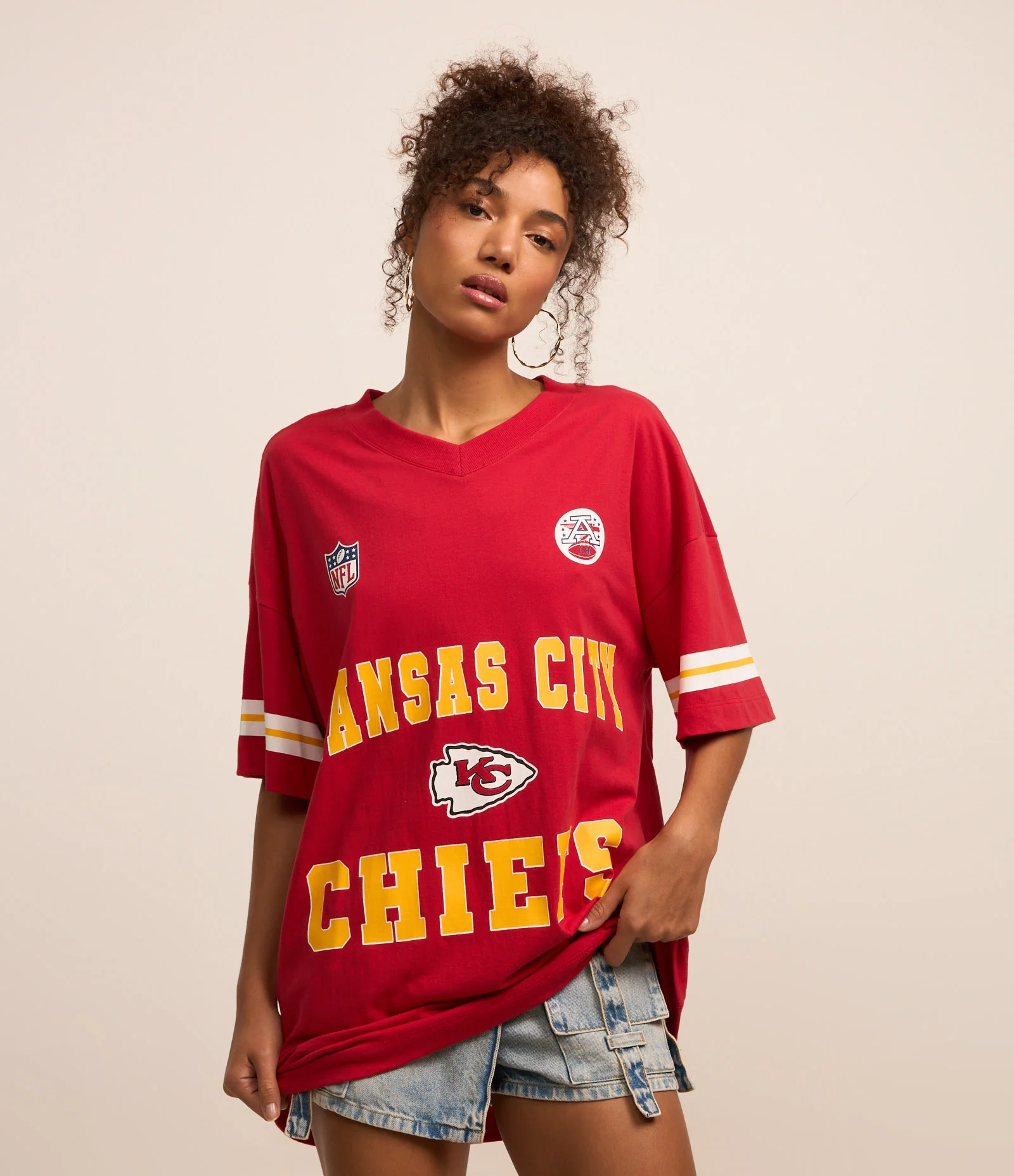 Camiseta Oversized de Futebol Americano com Estampa Kansas City Chiefs NFL Vermelho 1