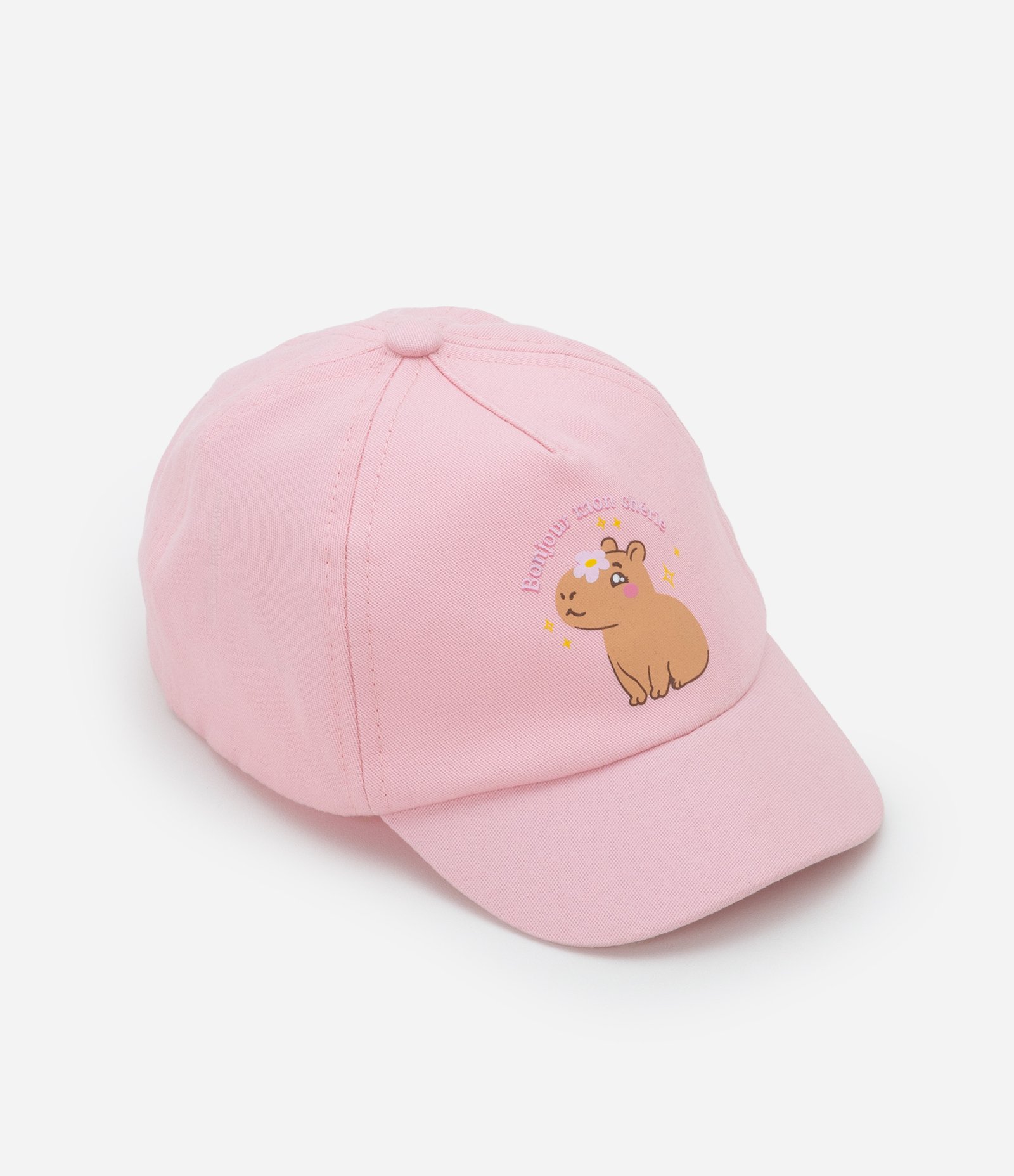 Boné Aba Curva Infantil com Estampa Capivara - Tam U Rosa 1