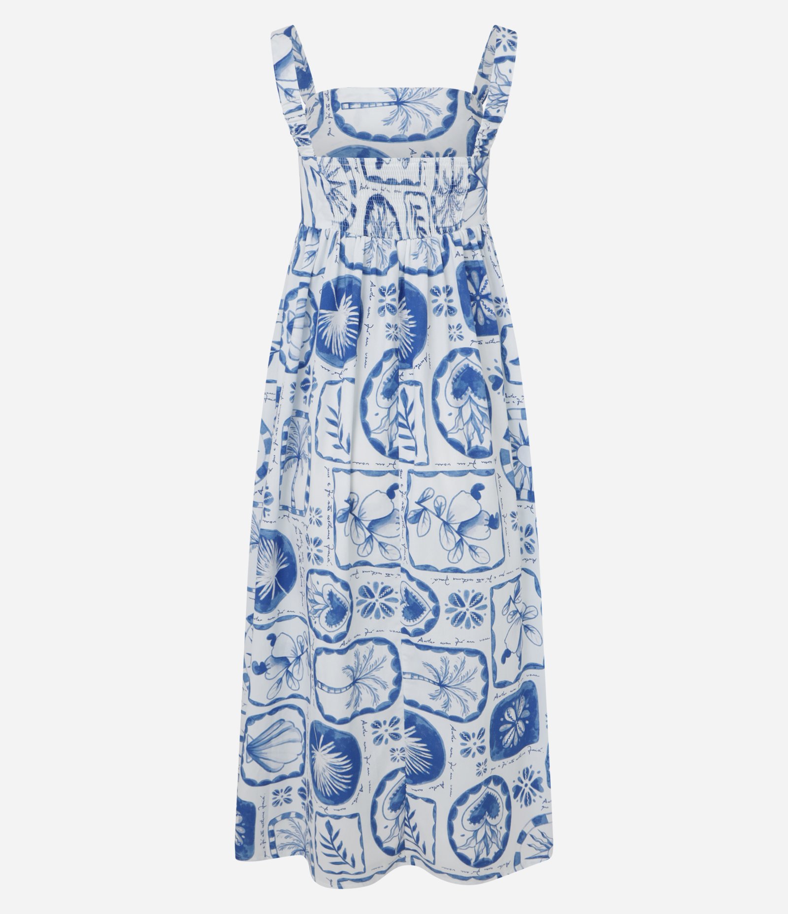 Vestido New Midi em Tricoline Estampado Andar com Fé Gilberto Gil Branco/Azul 7