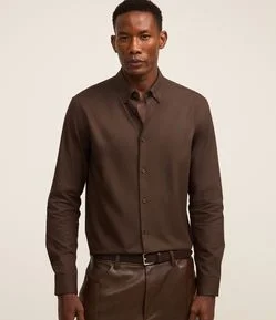 Camisa Regular Básica em Oxford
