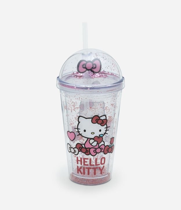 Copo com Canudo Reutilizável da Hello Kitty