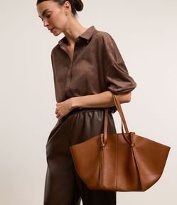 Bolsa Shopper em PU com Detalhe de Amarração