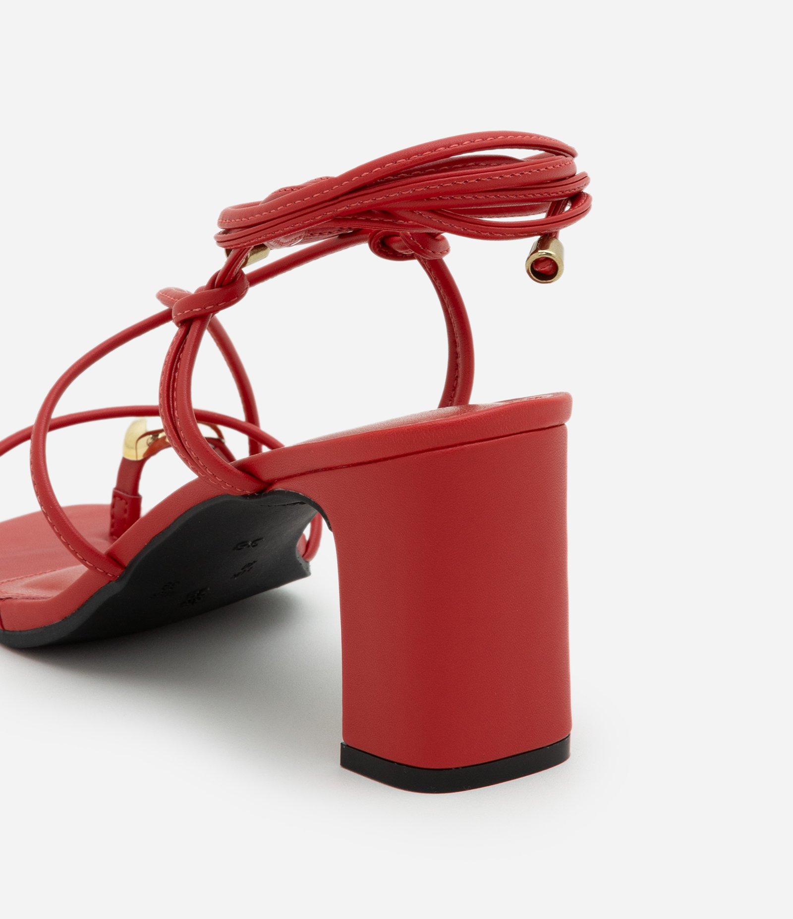 Sandália com Amarração em PU e com Dedeira Vermelho 3