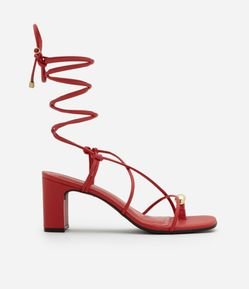 Sandália com Amarração em PU e com Dedeira