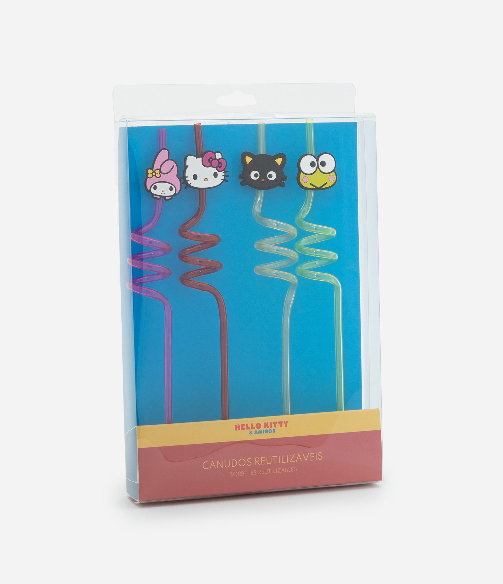 Kit 04 Canudos Reutilizáveis Hello Kitty e Amigos Multicores 2