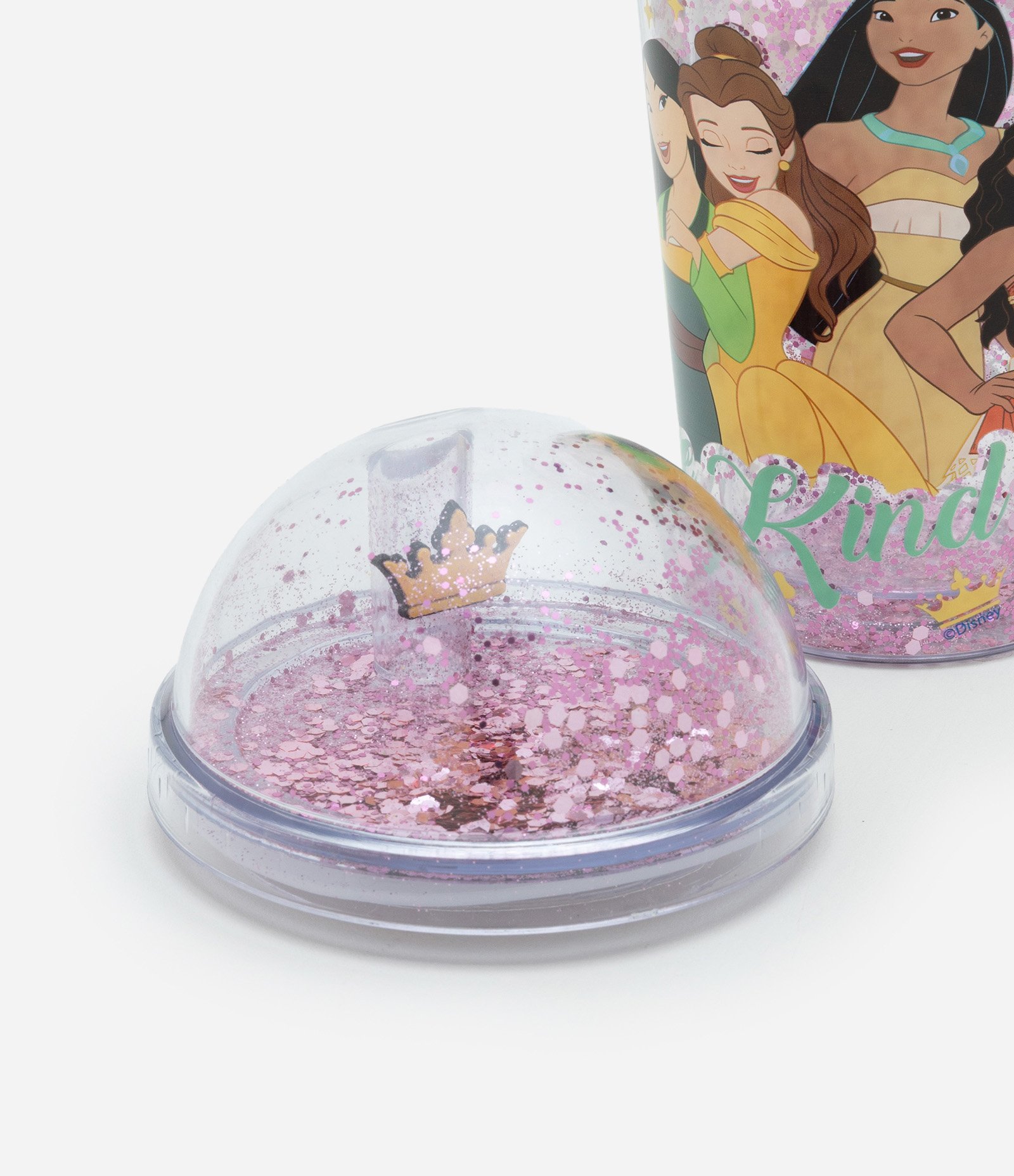 Copo com Canudo Reutilizável e Estampa das Princesas Disney Multicores 3
