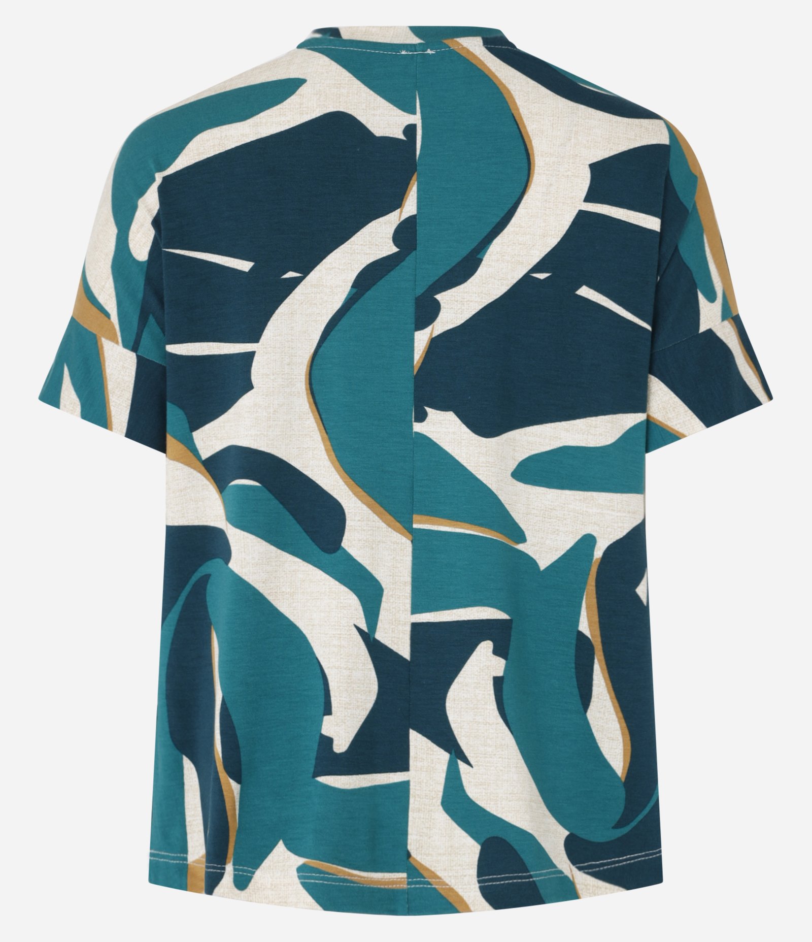 Blusa Manga Curta em Viscose Estampa Folhagem Verde/ Branco 2