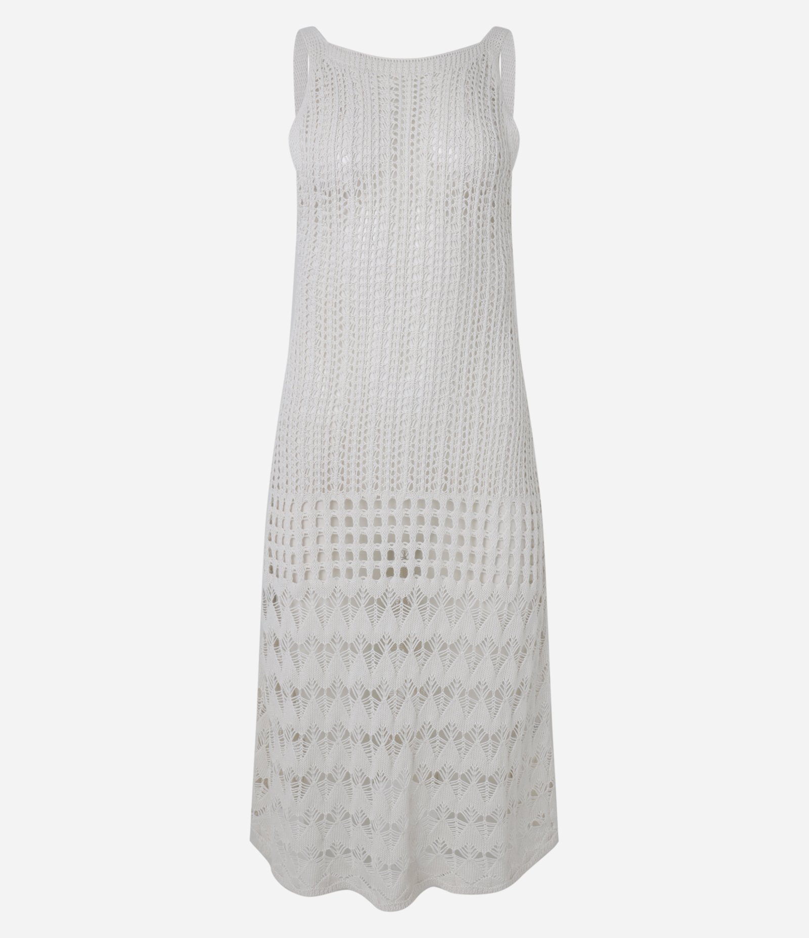 Saída de Praia Vestido Efeito Crochê Off White 5