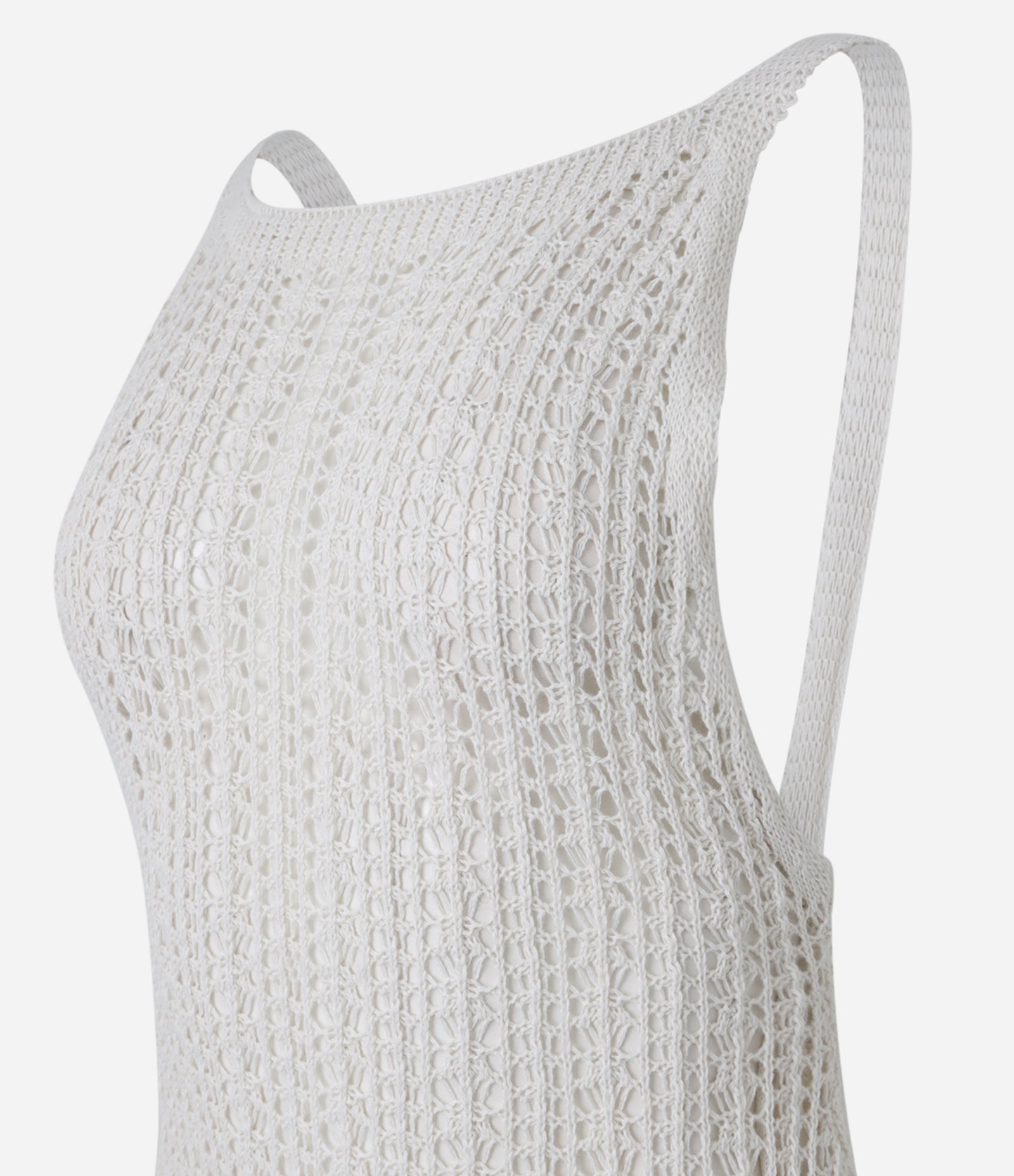 Saída de Praia Vestido Efeito Crochê Off White 6