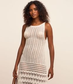 Saída de Praia Vestido Efeito Crochê