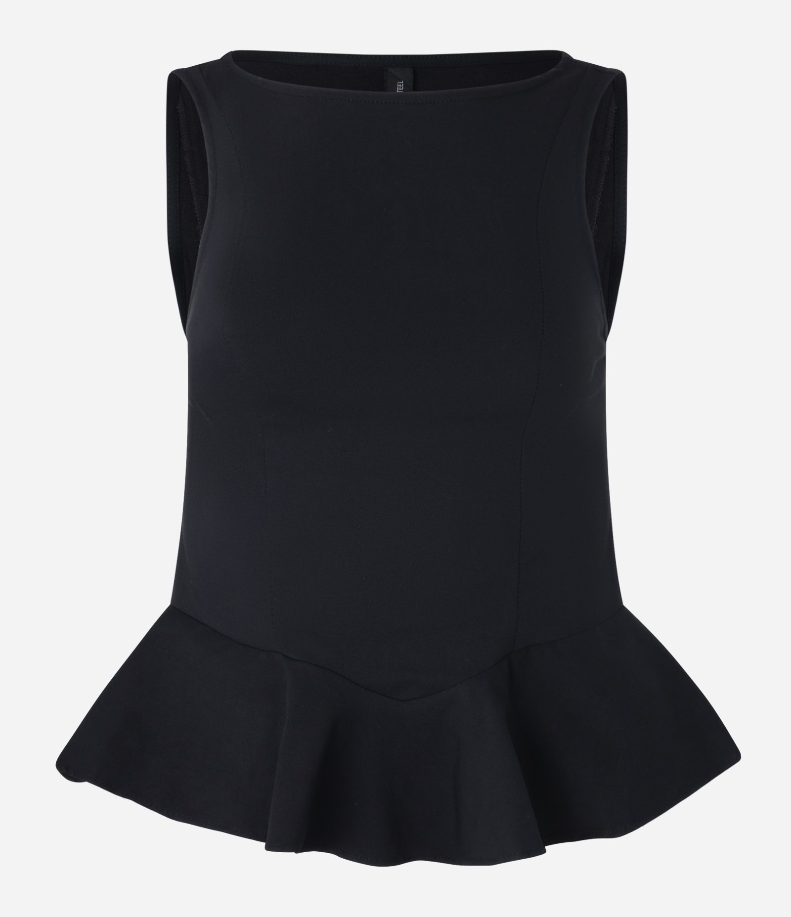 Blusa Peplum em Bengaline Sem Mangas Preto 4