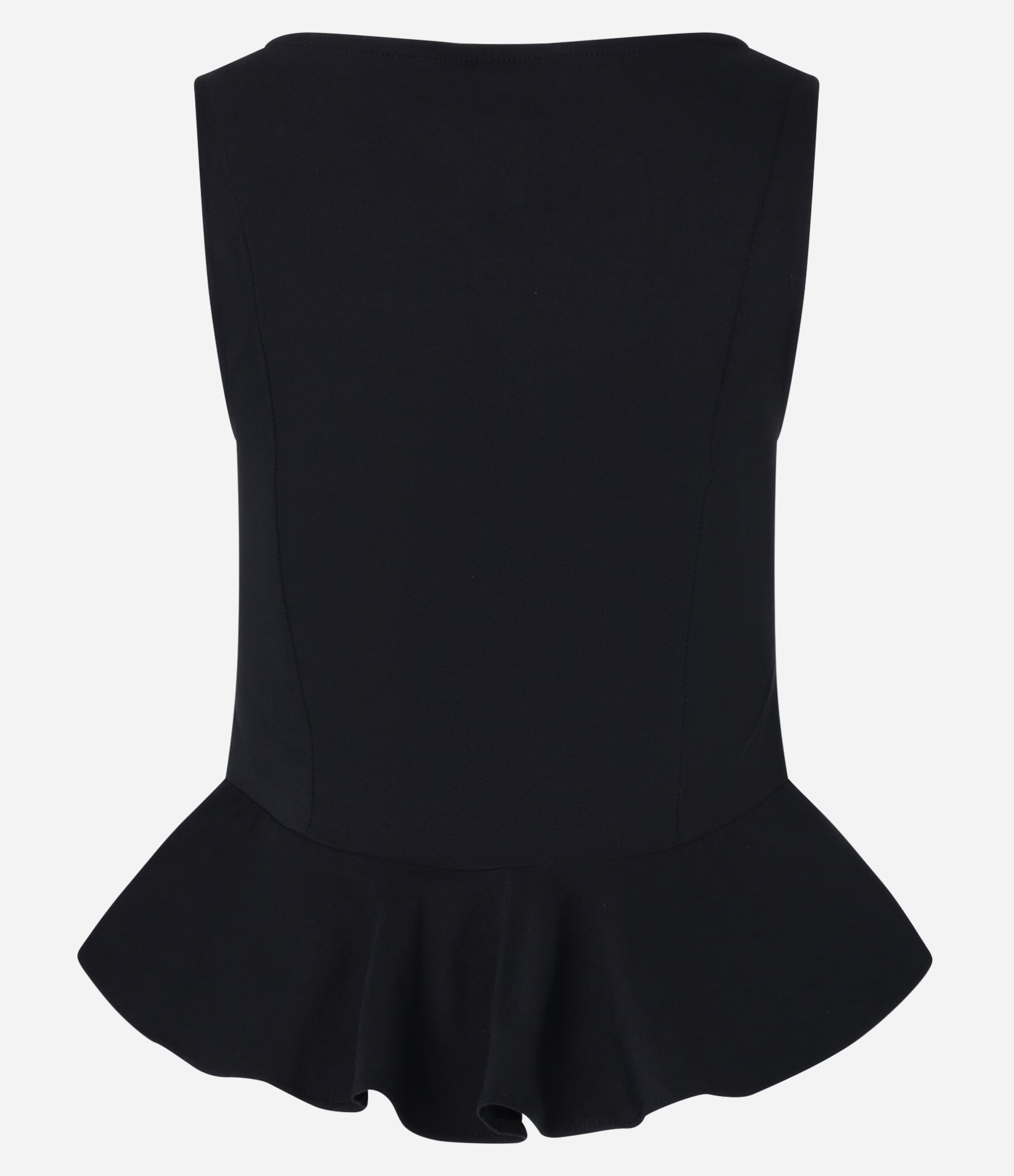 Blusa Peplum em Bengaline Sem Mangas Preto 5