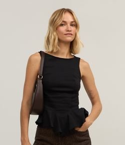 Blusa Peplum em Bengaline Sem Mangas