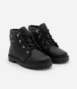 Bota Coturno Infantil com Detalhe de Tachinhas Molekinha - Tam 20 a 25