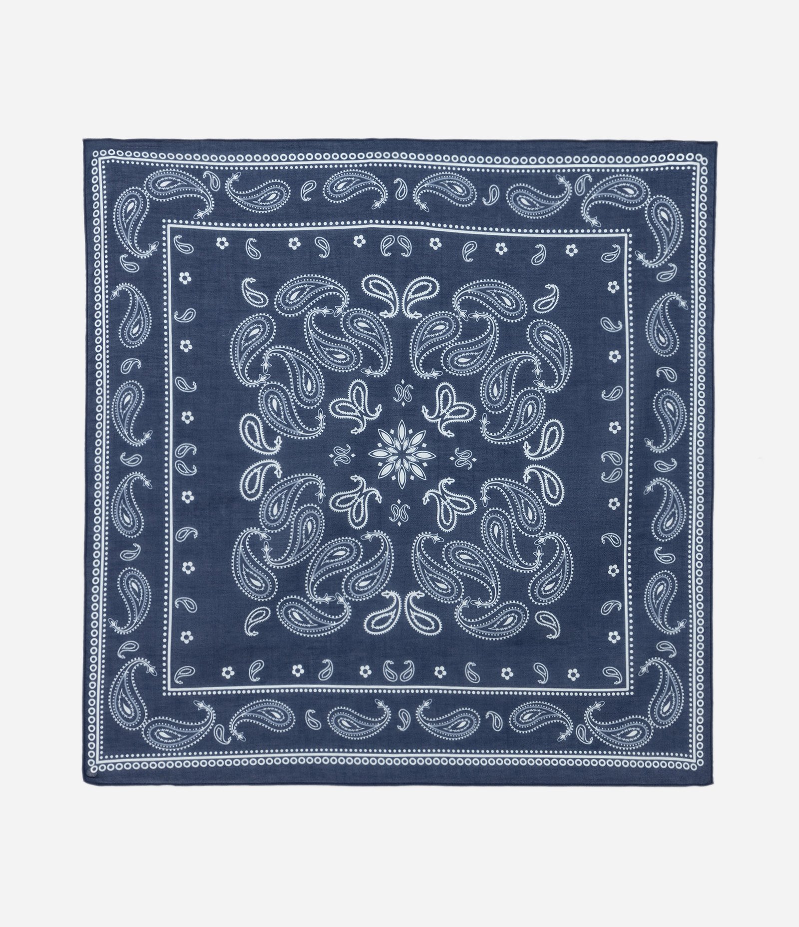 Lenço Quadrado em Flanela com Estampa Paisley Azul Marinho 1