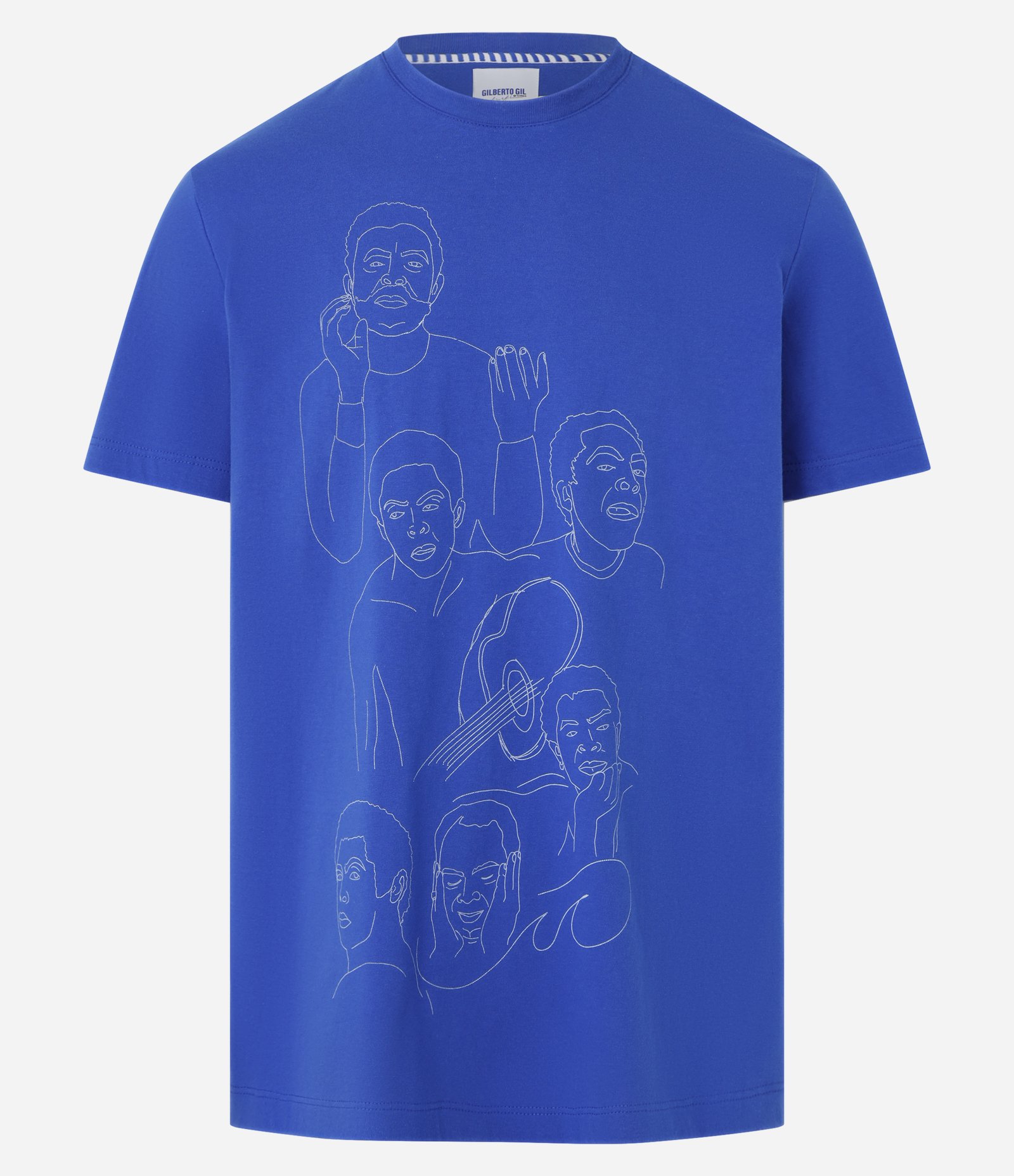 Camiseta em Algodão com Estampa Gil e Violão Azul 7