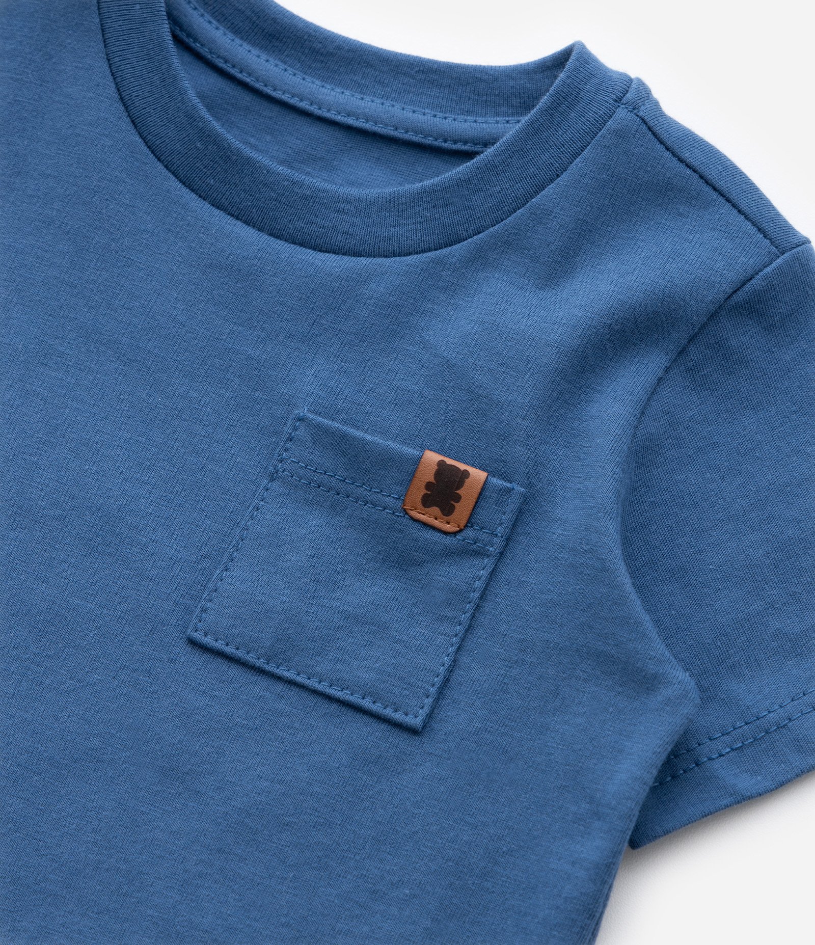 Camiseta Básica Infantil com Bolsinho - Tam 0 a 18 meses Azul 4