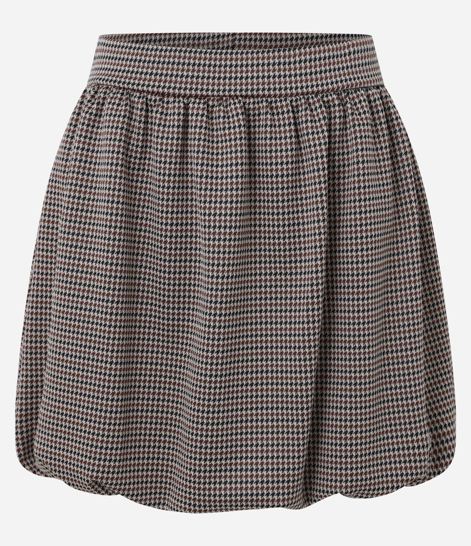 Saia Balonê em Jacquard Estampa Xadrez Pied de Poule Marrom 9