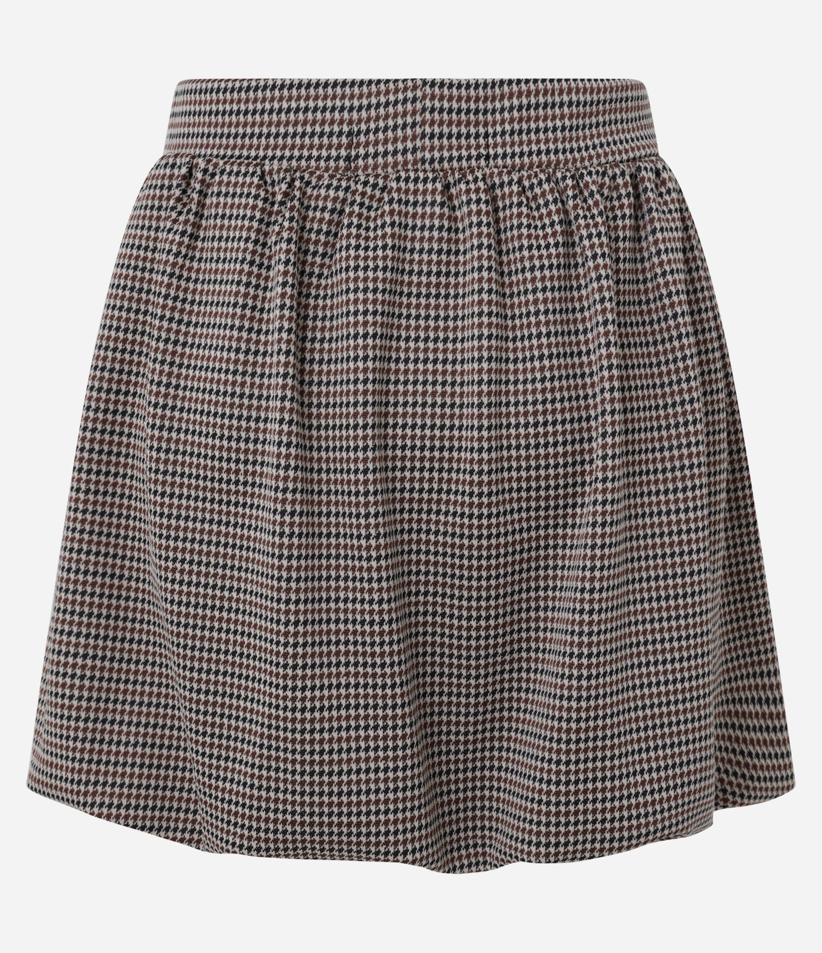 Saia Balonê em Jacquard Estampa Xadrez Pied de Poule Marrom 10