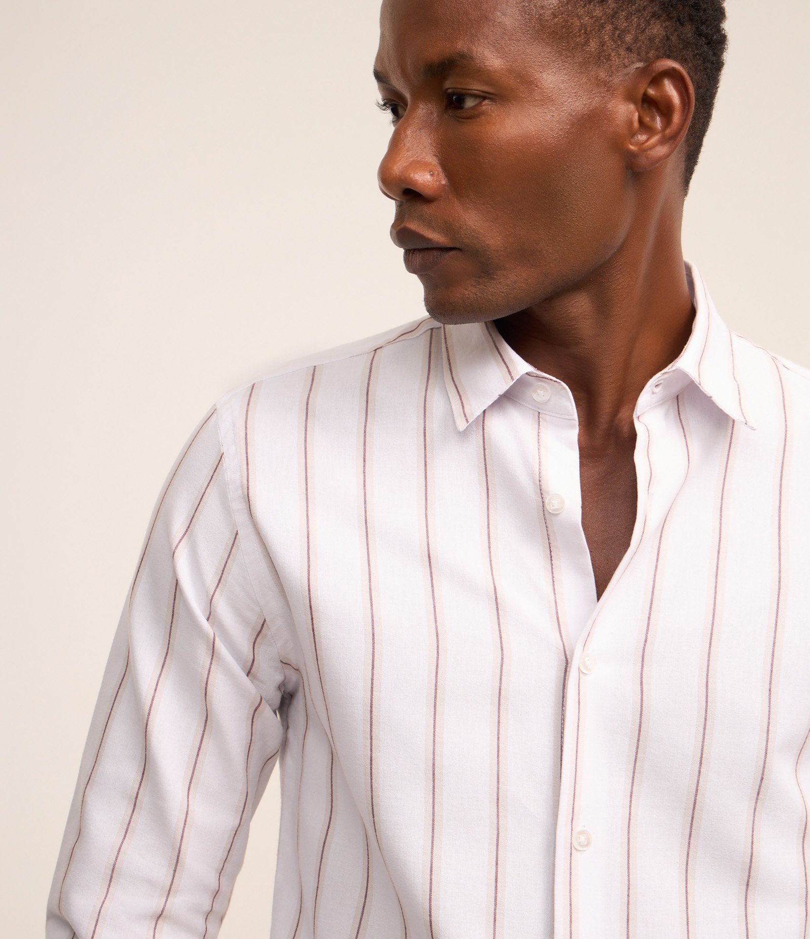 Camisa Slim em Oxford com Listras Branco 4